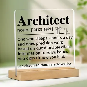 Architect Definition Clear Acrylic Desktop Plaque, Funny Architect Gift, Architecture Engineering Gift, Office Home Decor Sign