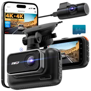 IIWEY 4K+4K Dash Cam Front and Rear, 5G Wi-Fi 64GB SD Card Included, STARVIS Dash Camera for Cars, 3 Inch IPS Screen, Dual Channel HDR Night Vision, 24H Parking Mode, 170° Widude Angle, G-Sensor