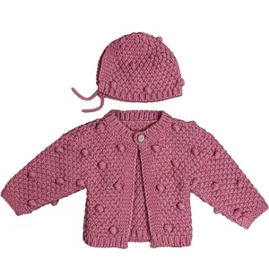 2-piece knit cardigan and bonnet Knitwear maternity baby