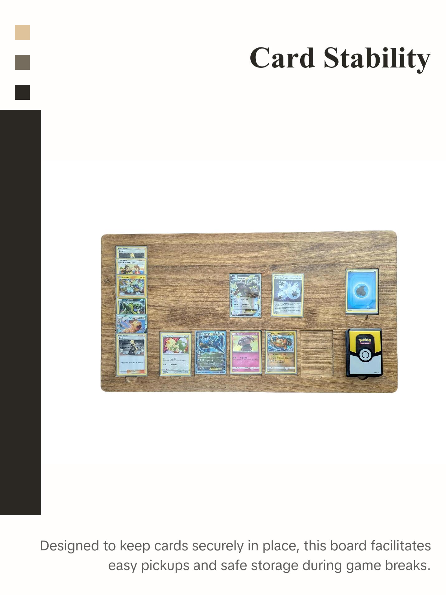 Pokemon Card Game Board-Durable Wooden Game Board for Pokémon Card Game - 24.375 x 13.125 x .75 inches, Made in America