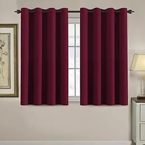 H.VERSAILTEX Blackout Curtain for Living Room Thermal Insulated Window Treatment Curtain Extra Long 45 inch Length Energy Saving Solid Grommet Top Blackout Drape, One Panel, Burgundy Red