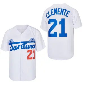 Men's #21 Roberto Clemente Puerto Rico Santurce Crabbers Baseball Jersey Embroidery Sportswear