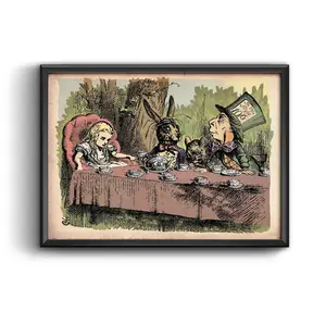 Alice Adventures in Wonderland Tea Party Wall Art Vintage Classic Poster A4 and A3 size Sign print