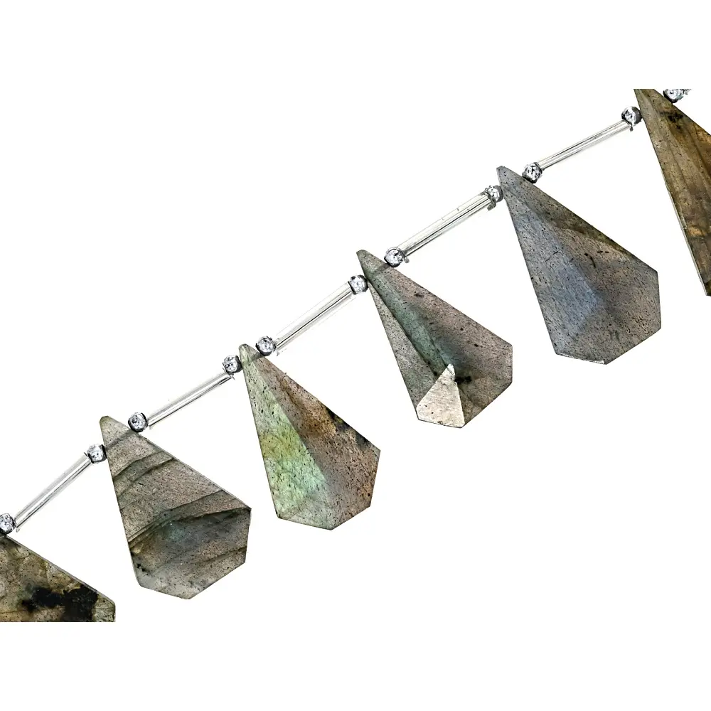 JTV Labradorite 25x17mm-35x20mm Graduated Faceted Kite Shaped Bead Strand Approximately 16" in Length