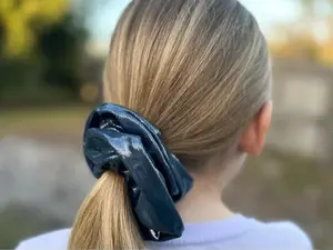 Billy and Harris Jumbo XL Shimmer Mermaid Hair Scrunchie in Dark Bluish Green