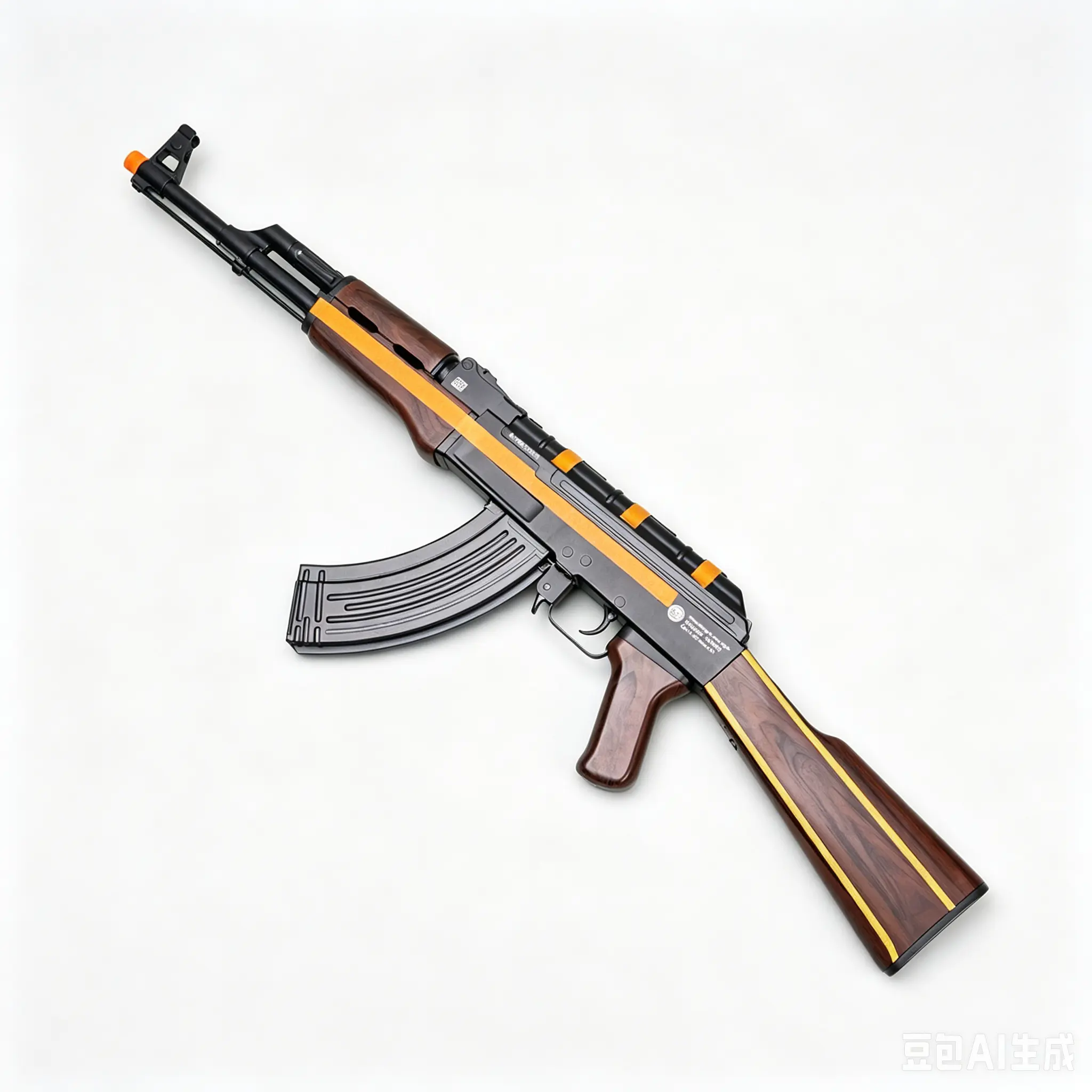 Wood Grain AK-Style Toy Rifle Gel Blaster, Rechargeable, Orange Safety Muzzle Tip, Outdoor Team Shooting Game Toy for Teens & Adults, Gel Blasters