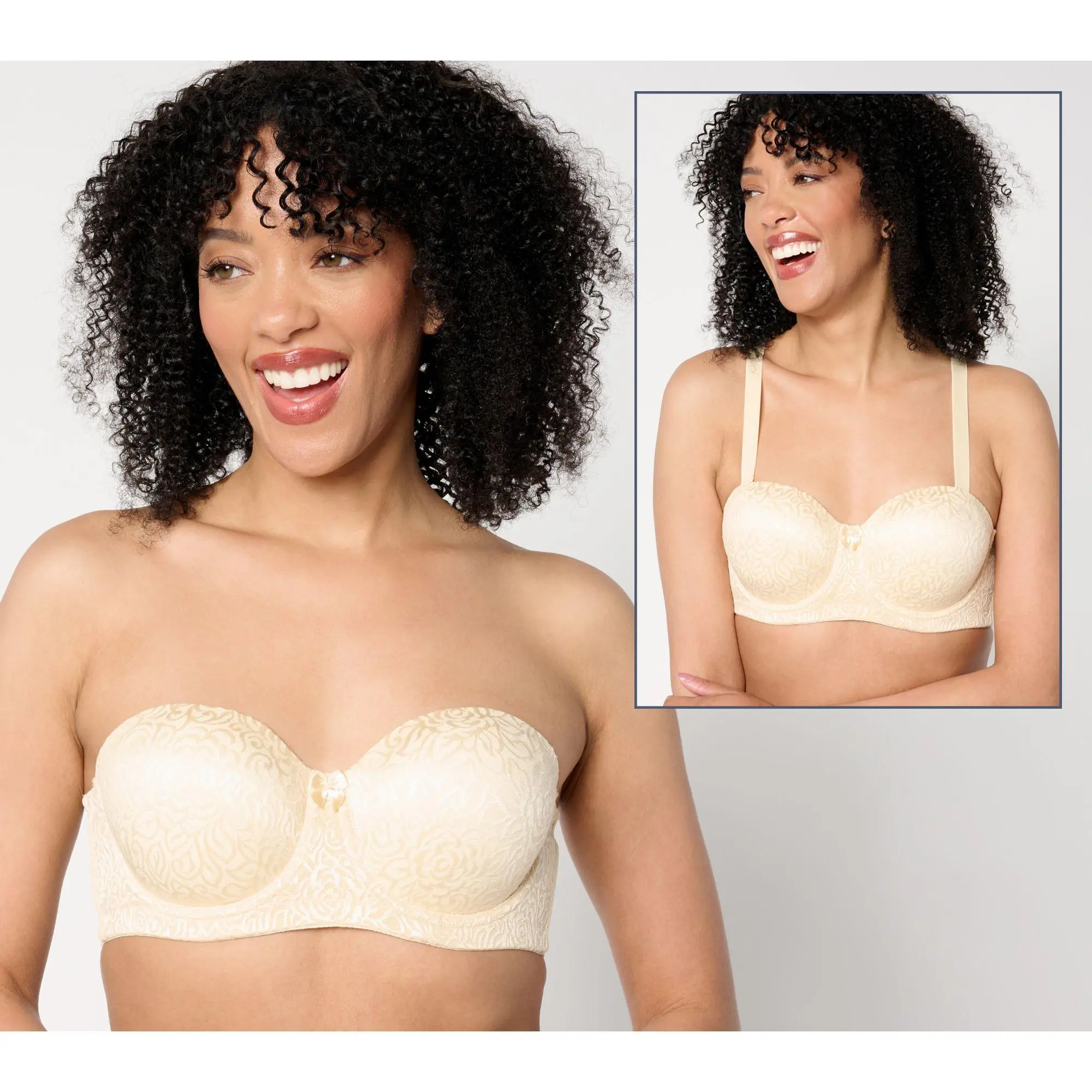 Breezies Wild Rose Lace Strapless Underwire Bra