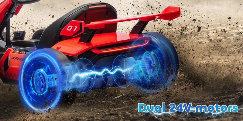 Aosom 24V Electric Go Kart, 7.5/8.1mph, Drifting Car Battery Powered Ride on Toy with Slow Start, Music, Horn, for 6-12 Years Old Aosom 24V Electric Go Kart, 7.5/8.1mph, Drifting Car Battery Powered Ride on Toy with Slow Start, Music, Horn, for 6-12 Years Old