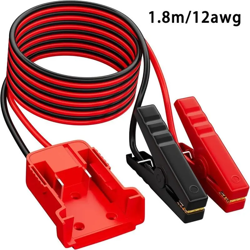 6FT 12AWG Automotive Jumper Cable Clamps, Heavy-Duty Connector Compatible with MIL 18V Lithium Batteries, for Emergency Car Vehicle Jump Starting, Tools And Gadgets