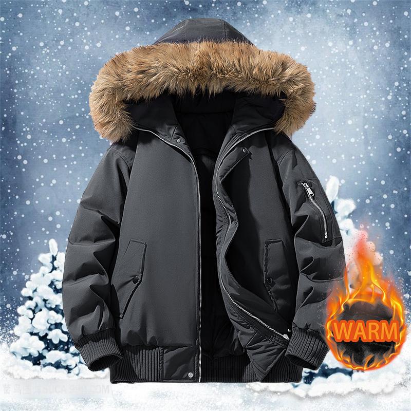 Winter Outdoor Parka Coat Fashionable Casual Warm Jacket with Fur Collar Polyester Fiber Filling for Men coat  Long Sleeve Stylish Menswear Soft Fleece Lining