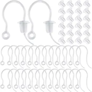 100pcs Clear Plastic Earring Hooks Ear Wire with Loop French Fish Hooks and 100pcs Transparent Earring Stoppers for DIY Earrings Jewelry Making Craft Decoration
