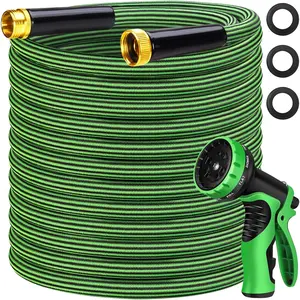 Garden Hose 100 ft Flexible Non-Expandable Water Hose Kink-Free Ultra Lightweight Leak-Proof Durable Portable Wear-Resistant Hoses Pipe with 3/4" Brass Fittings for Outdoor Yard Lawn Car Wash