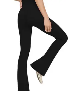Women's Casual Bootleg Yoga Pants V Crossover High Waisted Flare Workout Pants Leggings