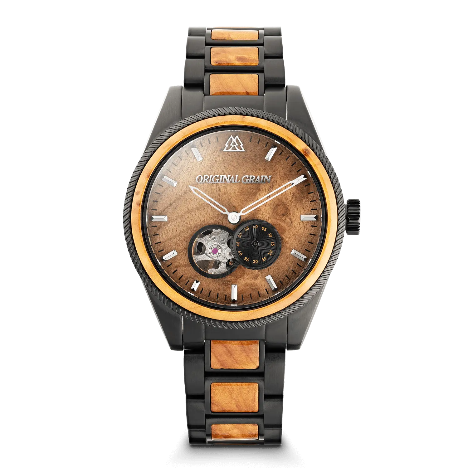 Men's Vintage Burlwood Dress Watch, Handcrafted 40mm Automatic Timepiece with a Classic Round Analog Dial, Classic Round Dial, Automatic Watches