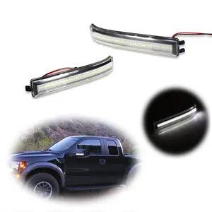 2pcs For 2009 2010 2011 2012 2013 2014 Ford F150 White LED Side Mirror lamps Light Turn Signal Lamp Reflector Clear,Replace OEM 9L3Z17E748BA 9L3Z17E749BA, 9L3Z-17E748-AA 9L3Z-173749-AA