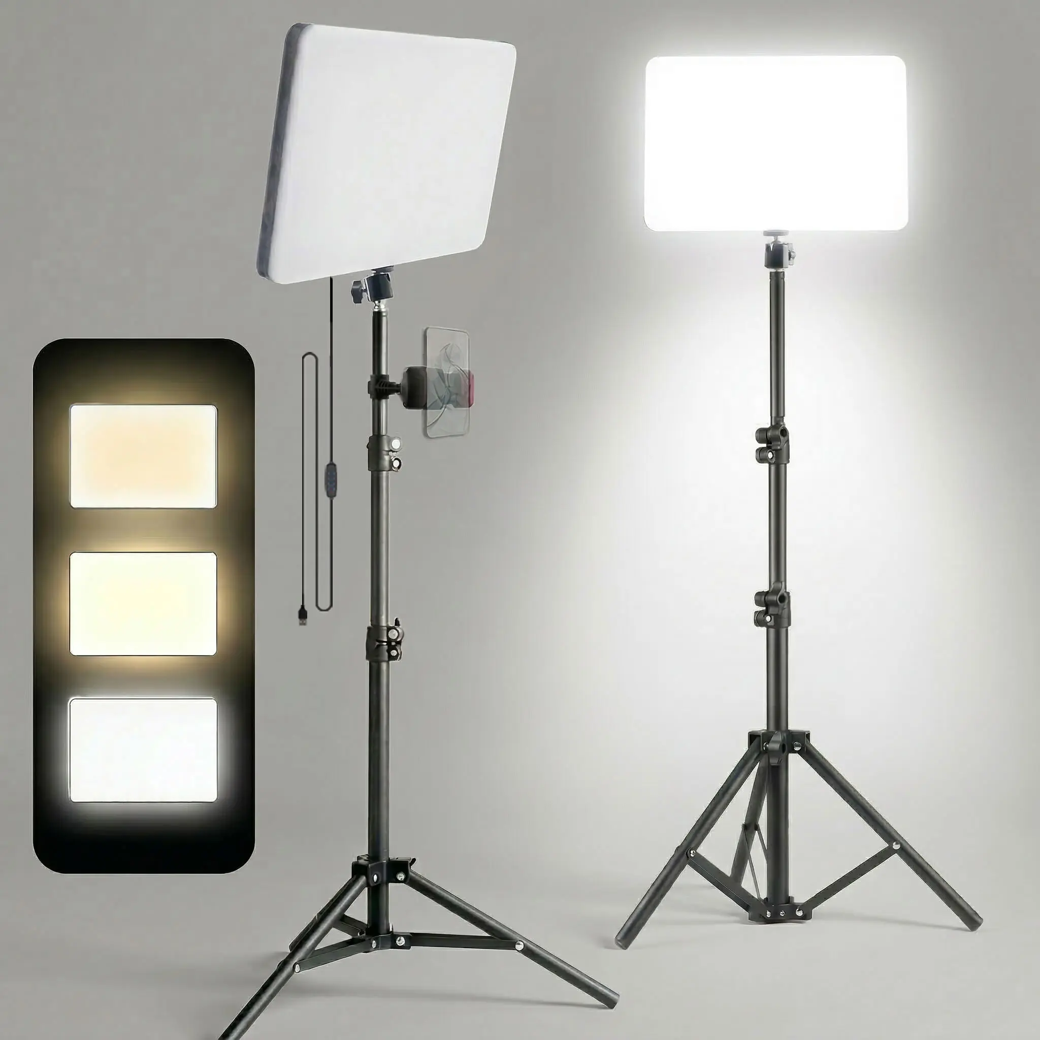 ZOMEI 1x 10-Inch LED Square Panel Light - 10" Even Light, 43.3-Inch Tripod, 3-Color Adjustable Brightness (Warm/Cool White), Flicker-Free, Modern Design for Interior Digital Camera Photography (Camera Accessories)