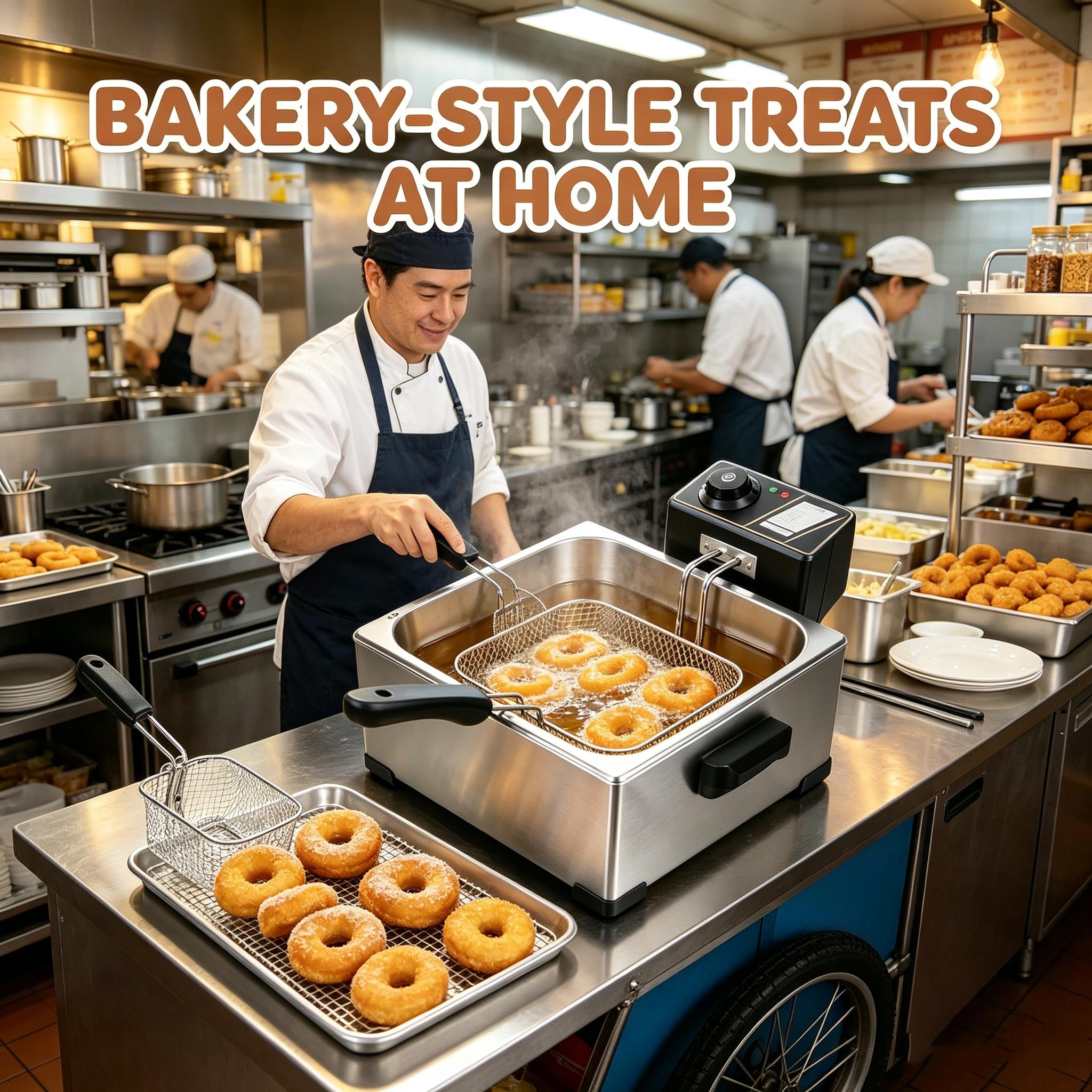 3PCS Family & Commercial Stainless Steel Deep Fryer, 5L Large Capacity, 1400W with View Window, Triple Baskets Countertop Frying Machine for Home Kitchen Restaurant Fried Chicken Fries Donuts Snacks