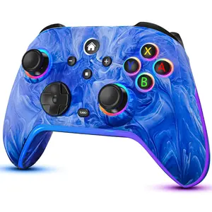 Controller---Pro-Controllers-Blue Compatible with /Lite/OLED,1200mAh Rechargeable Remote Gamepad Joystick with 10 RGB Led Light,6-Axis Gyro,Turbo,Wake Up,Motion