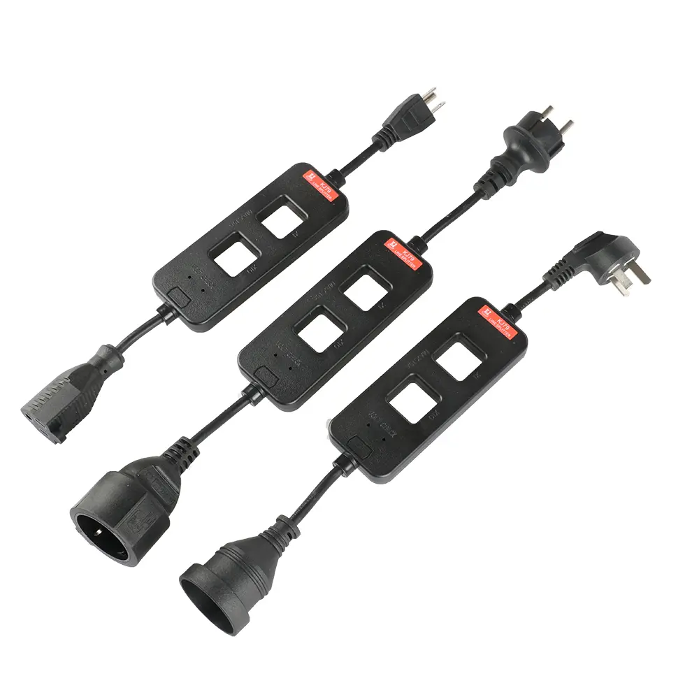 KJ79 Series Electrical Adapter Splitter Unit with Universal Socket, US/AU/EU Type Plugs, 1X-10X Splitting, 15A MAX, Voltage Tester Hole, User-Friendly Design, Black, KJ79A-US Plug Compatible