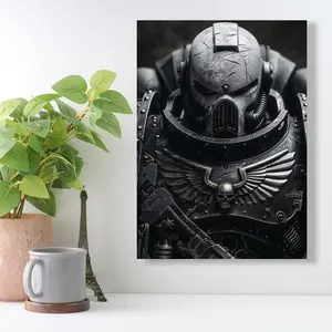Mask Monster Canvas Wall Art, 1 Count Doom Warrior Canvas Poster, Dark Destroyer Modern Decor for Living Room, Bedroom, Kitchen & Restaurants