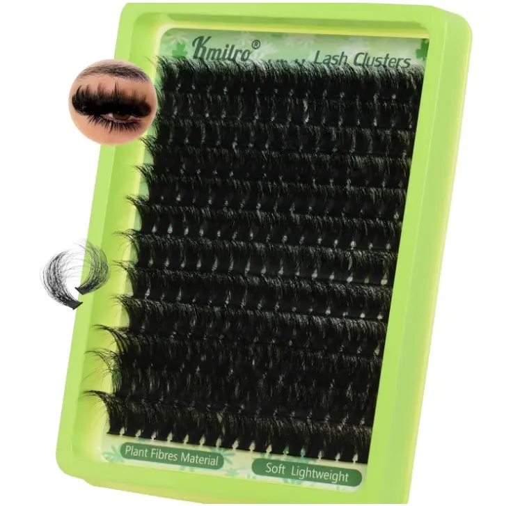 Kmilro Thick Lash Clusters 14-24mm Long 240D Cluster Eyelash Extensions Waterproof Volume Eyelash Clusters 192Pcs Individual Lashes Soft Wispy False Eyelashes DIY Lash Extension