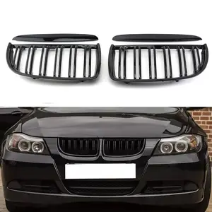 Glossy Black Kidney Grille for BMW E90 3 Series 2005-2008, Double Slat Front Grille, Sport Style Front Bumper Upgrade