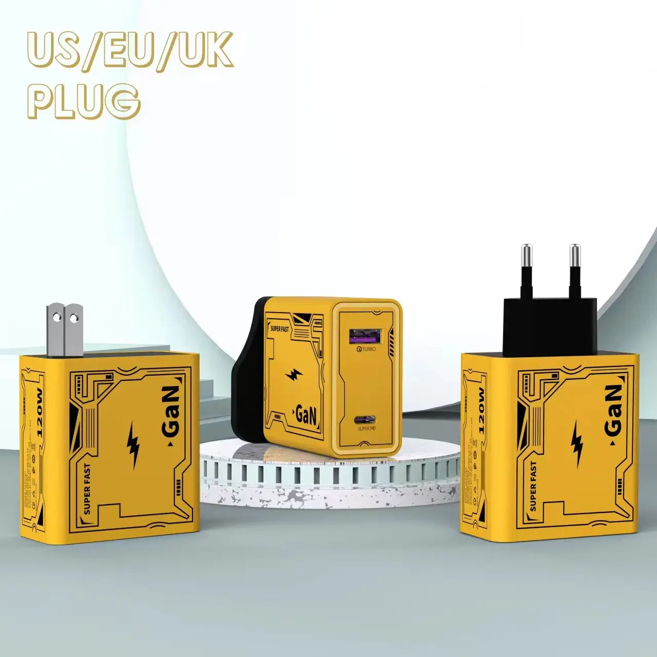 TYPE-C+USB Mobile phone full protocol super fast charger European, American and British standard PD+USB charging head