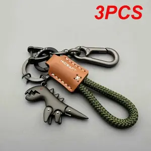 Braided Leather & Metal Keychain — Men's Accessory, Bag Charm, Car/Motorcycle Decor, Unique Mini Gift for Colleagues, Great Gift for Men