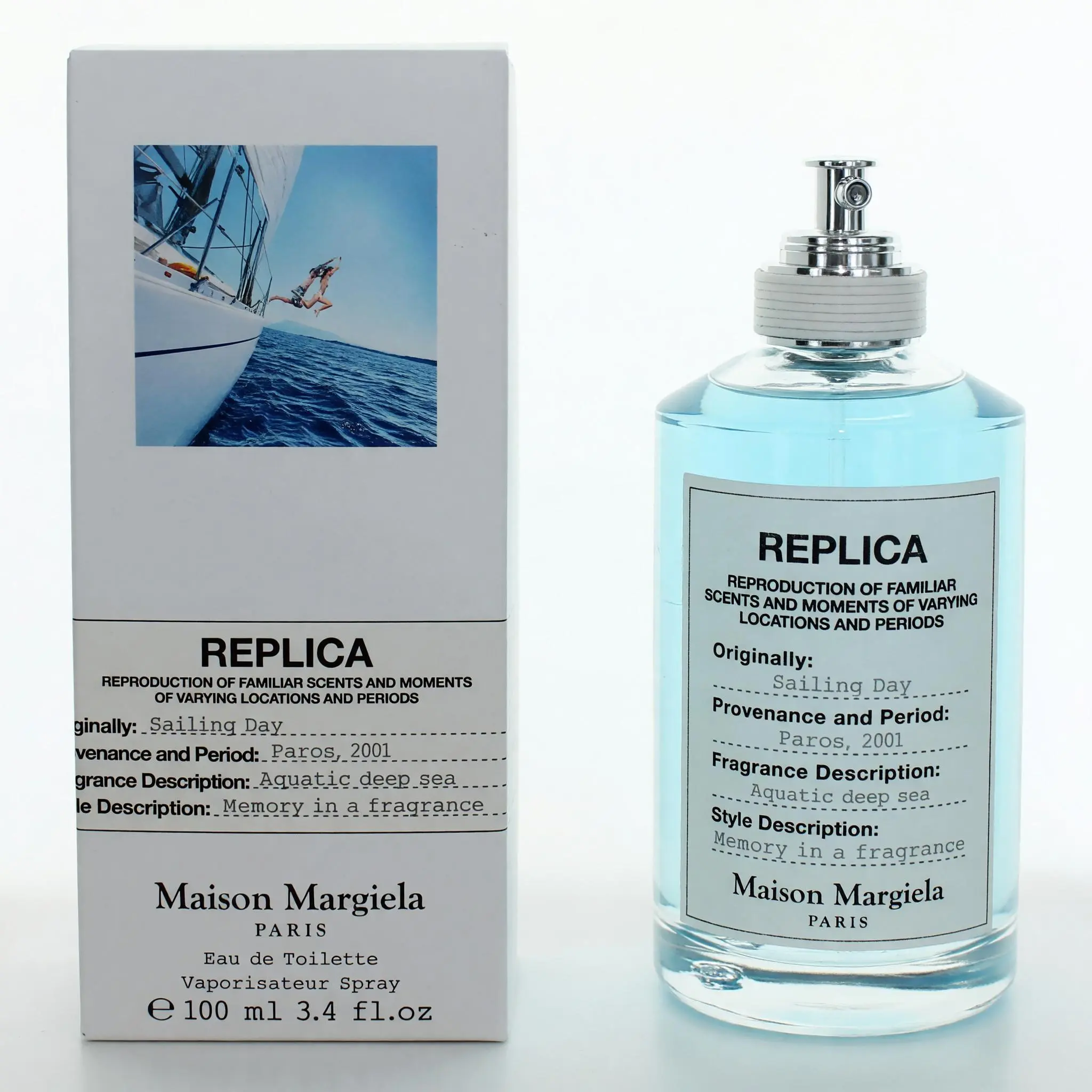 Maison Margiela Replica Sailing Day Unisex Eau de Toilette Spray - 3.4 oz (100ml) Continuous Spray, Aquatic Reproduction Scents, Unisex Fragrance