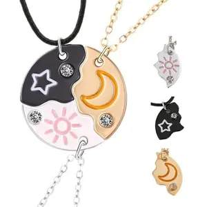 2026 New Set of 3 Sun, Moon & Star Magnetic Necklace, Puzzle Design BFF Jewelry for Best Friends & Sisters, Ideal Friendship Gift with Rhinestone Detail, Perfecy for Birthday, Anniversary