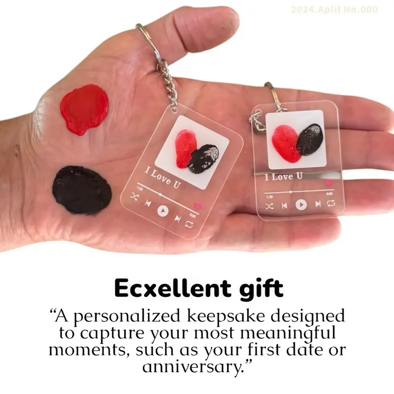 Lovexo 2x DIY Personalized Fingerprint Keychains Acrylic Transform Unique Keepsake for Birthdays Anniversaries Engagements Eco-Friendly Gift-Ready