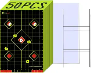12x18 inch Sight in Splatter Paper Target and Adhesive Target Sticker, Two-Color Bright Fluorescent Yellow and White, Easily seen on Impact for Indoor and Outdoor  Range