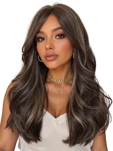 22 Inch Long Curly Wig with Bangs, Synthetic Curly Wigs, High-Quality Versatile Hairpiece, Easy Maintenance, Perfect for Daily Use and Parties