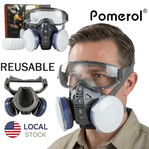 Reusable Half-Face Dust Mask with Built-In Goggles – Anti-Dust Respirator for Spray Painting, Woodworking, and Workshop Projects
