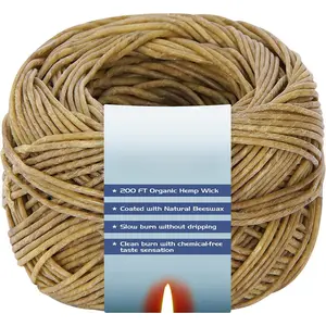 200 FT   Wick, Well Coated  Beeswax for  Wick  or Candle Making, Slow , No Dripping, Standard Size(1.1mm)