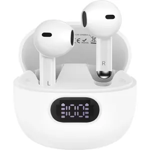 Wireless Earbuds Bluetooth Headphones in Ear Buds with Stereo Deep Bass, 60H Bluetooth Ear Buds with 4 ENC Noise Cancelling Mics, IP7 Waterproofing Earphones Hands-Free Calls Dual LED Display, White