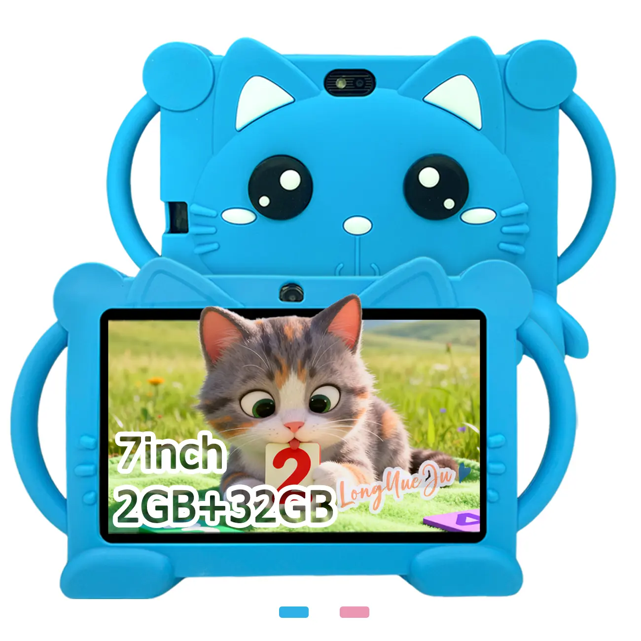 7-inch touchscreen tablet, Student tablets, Android games, installation of educational software, parental control, multiple apps, supports internet access, no adapter, blue/pink, holiday gifts, education and gaming, anti fall and anti-collision