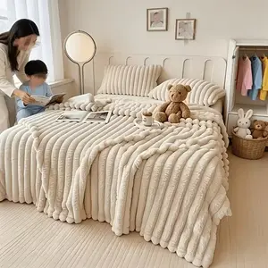 Ultra-Soft Faux Rabbit Fur Blanket - Lightweight, Cozy & Plush, Multi-Color for Home & Travel Use