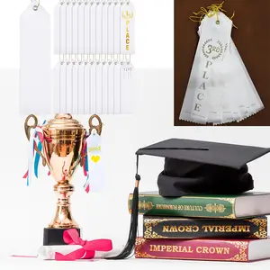 36 Pack Blank Award Ribbons, Blank Participation Ribbons with Rope DIY Medals Prize for Competitions Sports Event Classroom 1st 2nd 3rd Place, White