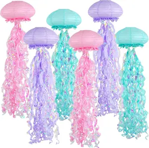6Pcs Jellyfish Paper Lanterns, Under The Sea Party Decorations, Hanging Jelly Fish for Mermaid Ocean Themed Birthday Party Decorations, Baby Shower Classroom Decor (Blue Pink Purple) - Home Improvement.