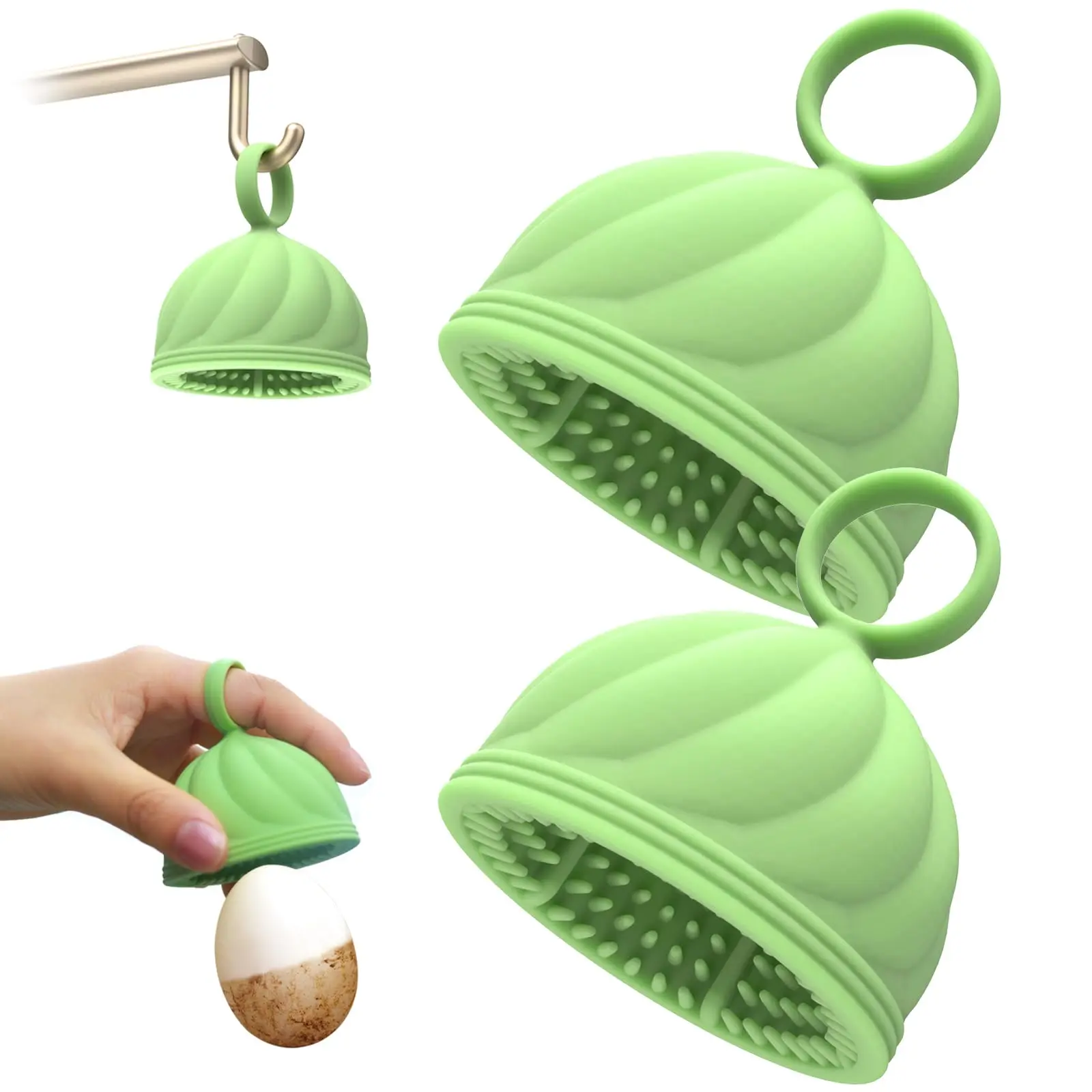 QUSEVOO 2-Piece Cute Silicone Egg Brush Cleaner - 2.65" x 2.35", Food-Grade, Odorless, BPA-Free Kitchen Utensil, Compact, Portable, Easy-Clean Multicolored Kitchen Gadgets Thoughtful Gift