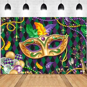 Photography Background Carnival Mask Colorful Beads Lively Party Decor Photo Studio Backdrop