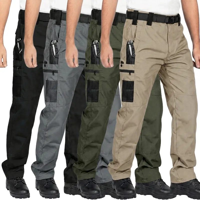 HOMUG 4-Pack Mens Cargo Pants Ripstop Water Resistant Breathable Tactical Hiking Pants with 9 Pockets