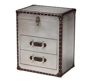 Baxton Studio Calidore Silver Metal 2-Drawer End Table