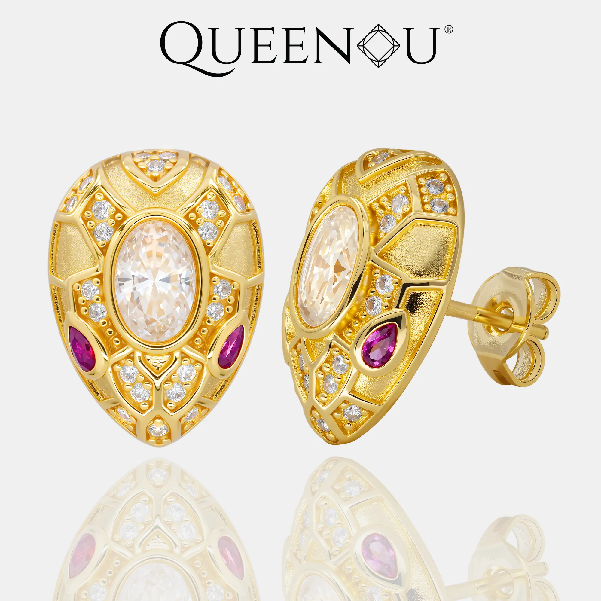 Fashionable Oval Shape Gemstone Jewelry Set - 【952】1CT & 0.5CT White Synthetic Moissanite Matching Bracelet & Earrings, Jewellery Gift Set