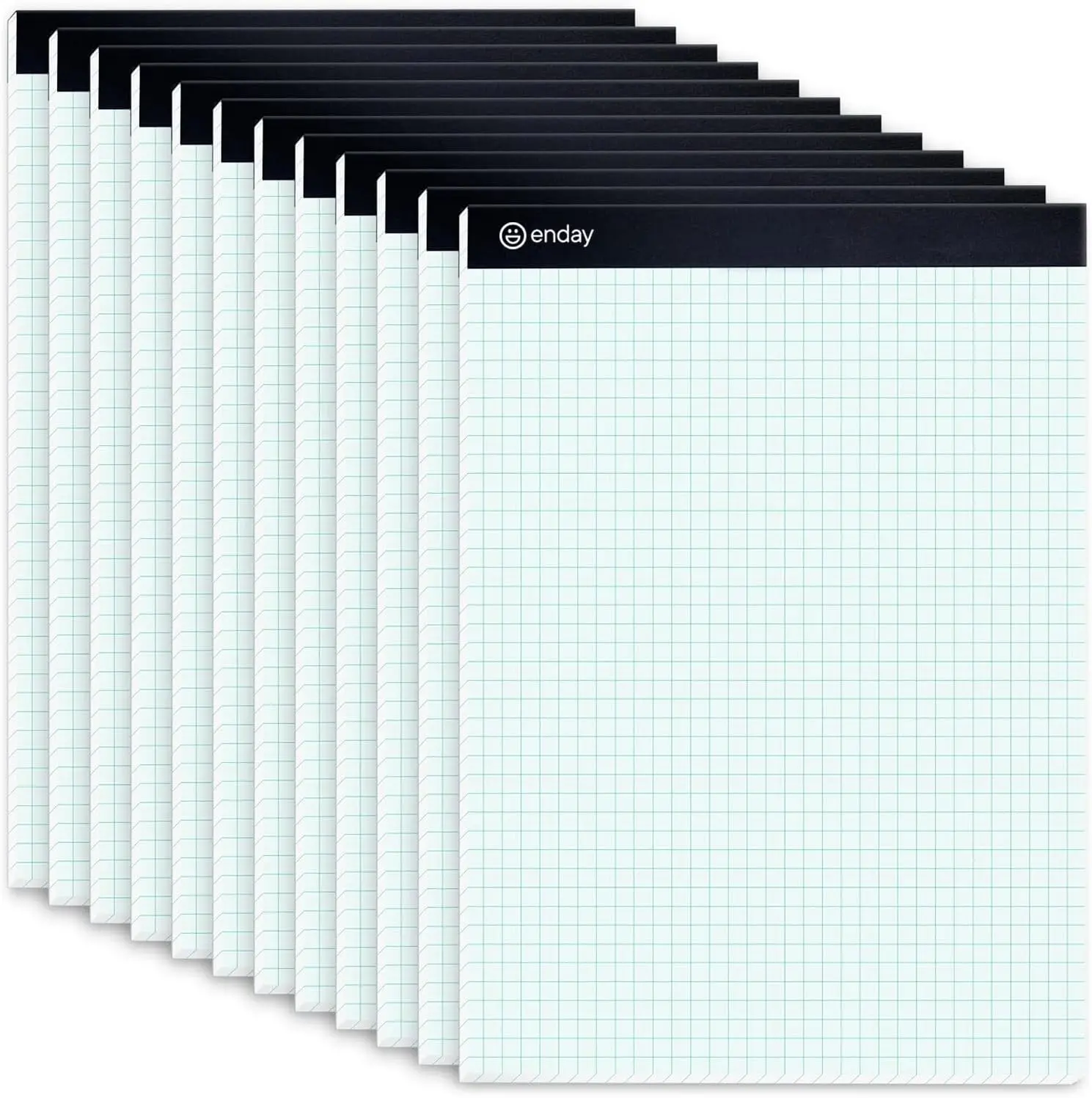 Enday Graph Paper Pad, Pack of 12, White Letter Size, 4x4 Quad Grid Paper, Graph Paper Pads 8.5 x 11 with Easy-Tear Perforations, Grid Paper Notepad for Math, Drawing & Engineering