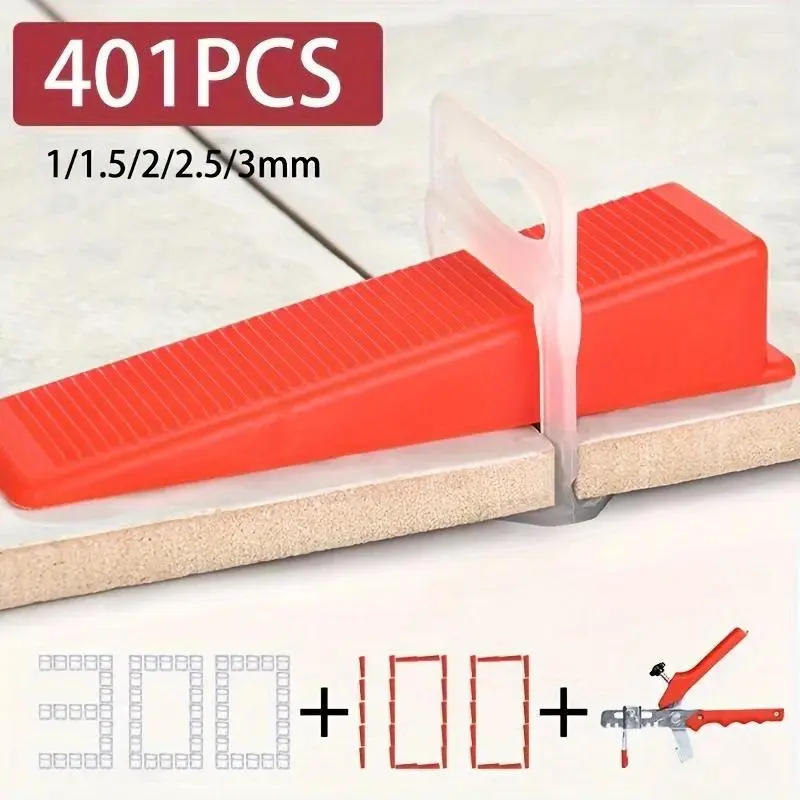 300 Clips & 100 Plastic Tile Leveling System, Includes 1 Pliers Tool, Reusable Wedges, Professional Spacing & Alignment Kit, Home Tile Tools for Ceramic Flooring, Tile Installation Tools