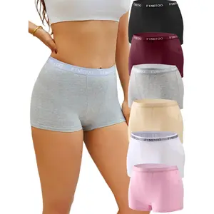Womens Cotton Boy Shorts Underwear Full Coverage Soft Boxer Briefs High Waisted Panties for Lady Girls 6 Pack