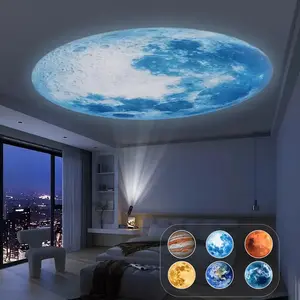 USB Planet Projector Light with 3/6/10 Replaceable Planets, 360° Rotatable Portable LED Atmosphere Lamp, Night Light for Bedroom & Living Room, Led Light Entertainment, Led Lights Bedroom, Creative Led Lighting