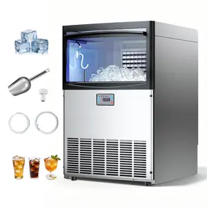 【Summervibes】VEVOR Commercial Ice Maker Machine, 200 lbs/24h with 50 lbs Storage Capacity, Built-in/Freestanding/Under Counter, Stainless Steel Ice Maker with LED Display & Self-Cleaning, for Home Bar Restaurant